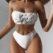 Women's Solid Colour Floral Plunge Beach Ladies Swimwear_voghion.com