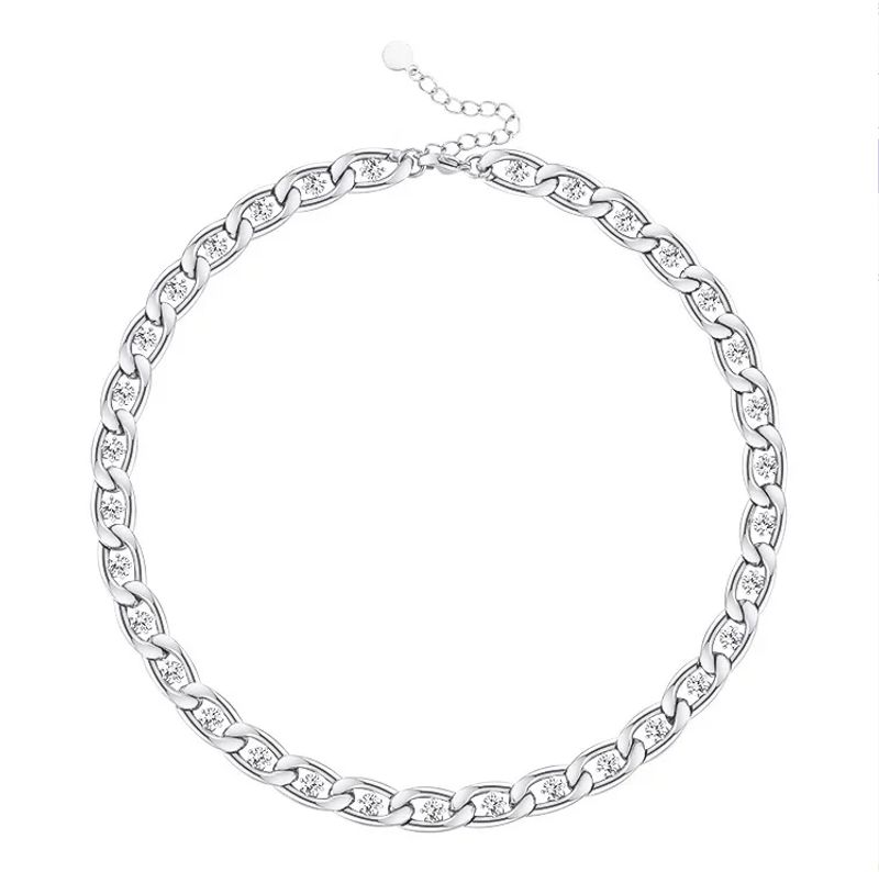 High quality gold plated titanium steel chain claw diamond metal texture ins style necklace_voghion.com