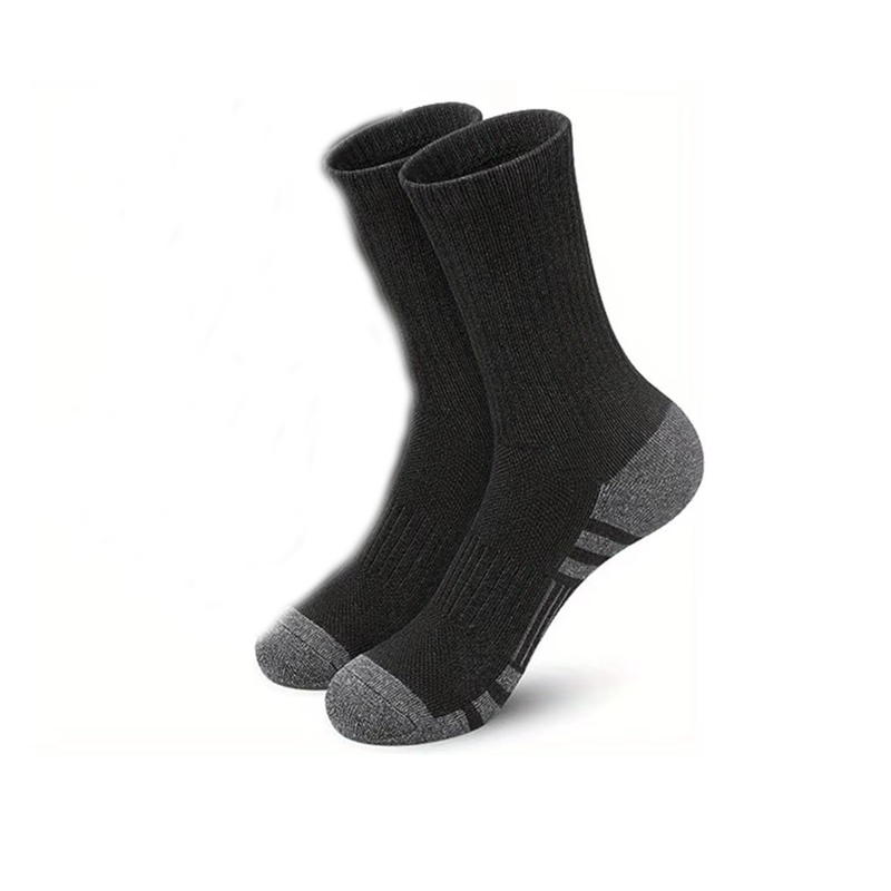 Unisex ponožky Pánské jednobarevné sportovní ponožky v barvě sladěné, basketbalové ponožky pro větší velikosti, bavlněné, prodyšné, černé, černé, šedé_voghion.com