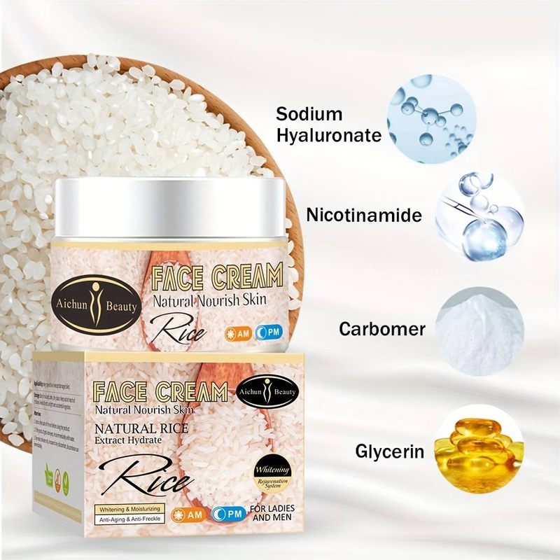 50ml Moisturizing Anti- Aging Anti Freckle Rice Face Cream_voghion.com