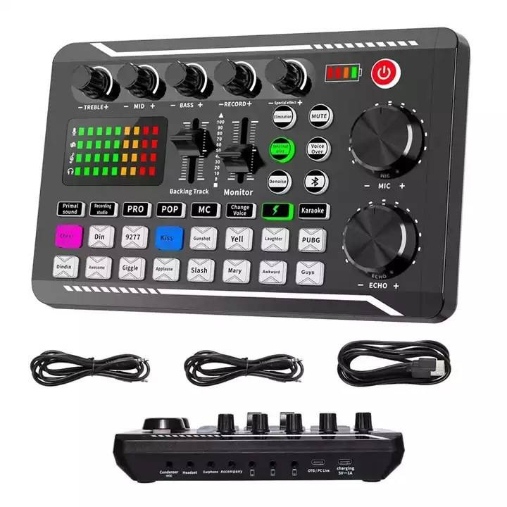 F998 Sound Card Microphone Sound Mixer Live Sound Card Mixer Board Sound Card Audio Mixing Console Amplifier_voghion.com