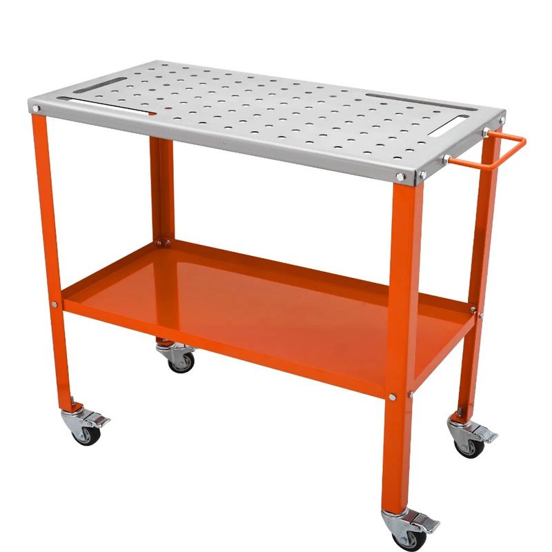 On Work Lockable Portable X Load 36 1200lbs Workbench Bench Welding Wheels Steel With Table Table Capacity Welding Braking 18_voghion.com