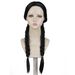 Synthetic Clip-in Addams Family Bangs Black Braids Black Wednesday Double Ponytail Braids Cos Anime Wig_voghion.com