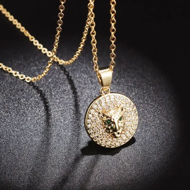 Kette Moud Héichqualitativ Kubikzirkonia Leopard Kapp Anhänger Halskette Frae Meedchen Gold Faarf Charm Party Bijouen_voghion.com