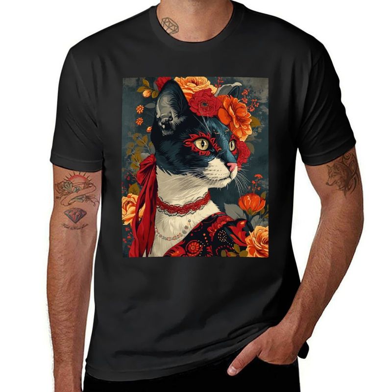 Feli-calavera T-Shirt customs design your own aesthetic clothes prinfor boys animal print mens champion t shirts_voghion.com