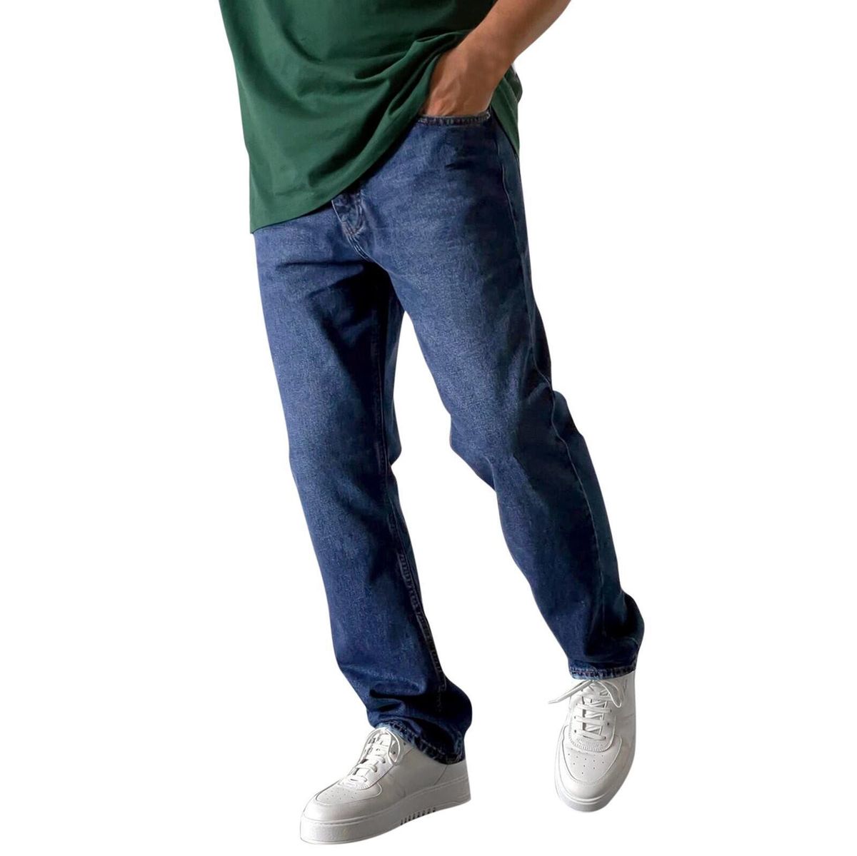 Relaxed Fit Casual Denim Broek voor Heren - Klassieke Rechte Jeans met Middelhoge Taille en Ritssluiting, Gewassen Blauw/Zwart/Grijs Voor Dagelijks Gebruik_voghion.com