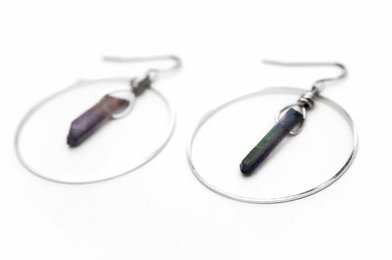 Asymmetrical hexagon circle simple earrings_voghion.com