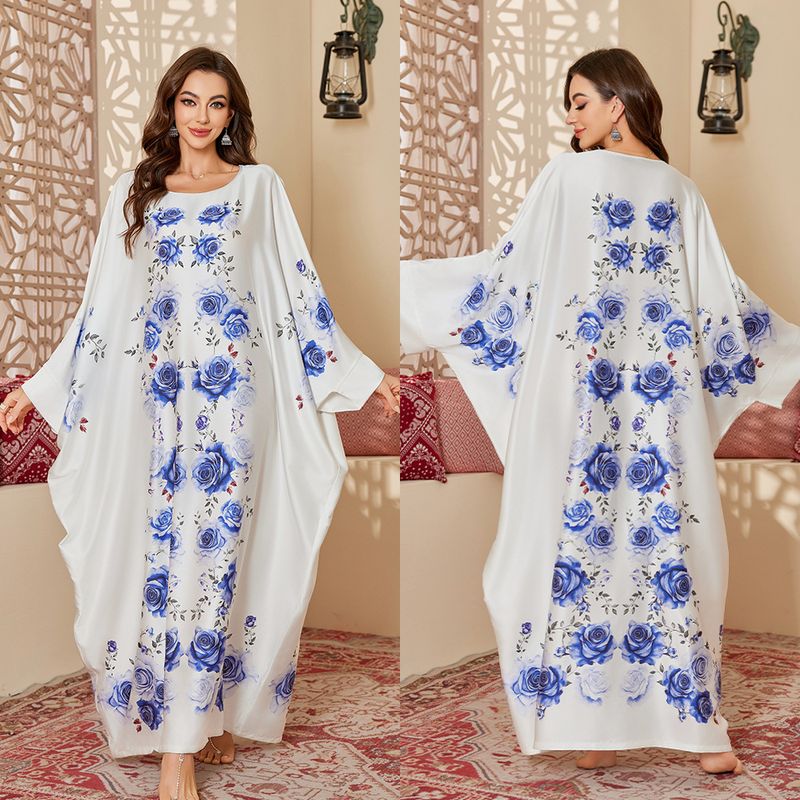 Women's Sleepwears Spring And Autumn Middle Gorgeous Printed Nightdress Loose Long Robe_voghion.com