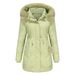 Damkläder 2024 Nya Damkläder Bomull Avtagbar Mössa Ull Höst och Vinter Varm Parkasjacka Avtagbar Huva Mellanlång Jacka för Dam_voghion.com