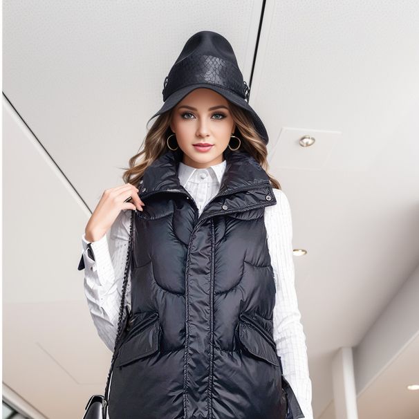 Damen Casual Style Kurze Baumwollweste Mode Stehkragen Helle bügelfreie Warme Jacke Baumwollweste_voghion.com