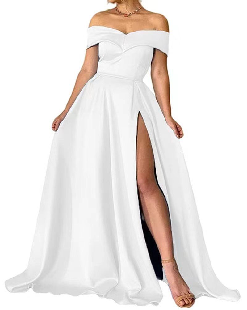 rochie de domnișoară de onoare rochie lungă slăbitoare cu un singur umăr rochie de seară pentru cea mai bună prietenă domnișoară de onoare_voghion.com
