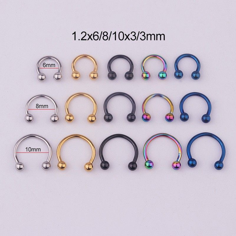 Stainless Steel C-shaped Horseshoe Nose Ring, Earrings, Lip Eyebrow Stud Special, Piercing_voghion.com