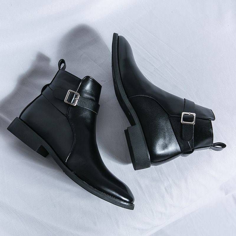 European Warm Series 2025 Summer High-top Martin Trendy Pointed Toe Ankle Men's British Style Zipper Leather Boots_voghion.com