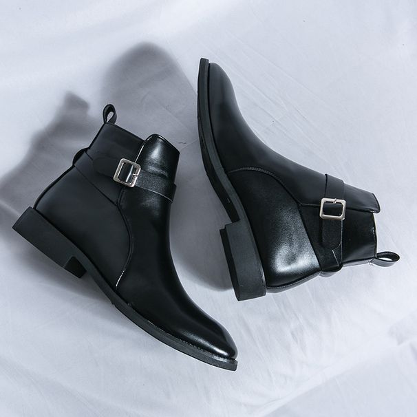 European Warm Series 2025 Summer High-top Martin Trendy Pointed Toe Ankle Men's British Style Zipper Leather Boots_voghion.com