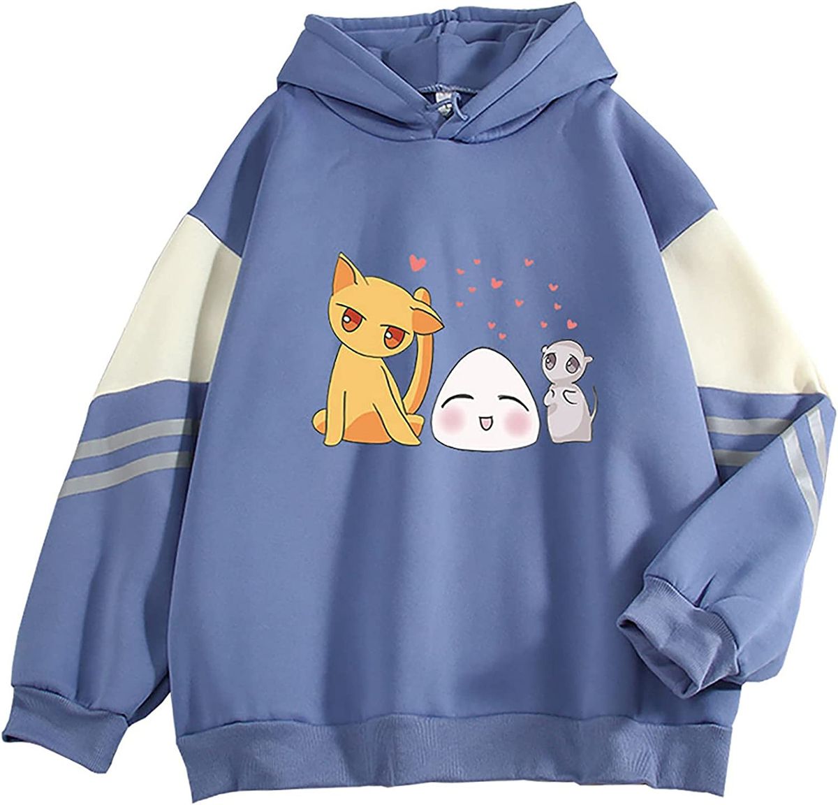 Sweat-shirt à capuche pour femme, motif dessin animé japonais, style corbeille de fruits, color-block, automne et hiver, 0903_voghion.com