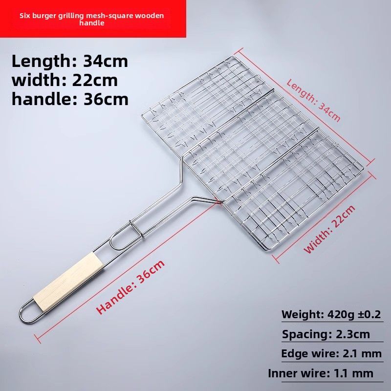 304 Stainless Steel Tongs Barbecue Outdoor Grilled Fish Clamp Board BBQ Grill Rack Net Tools Supplies_voghion.com