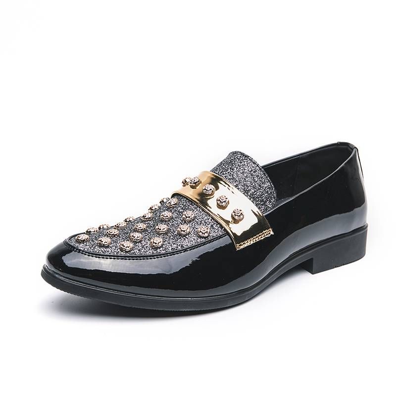 New Fashion Trendy Men's Shoes, Personalized Rivet Dress, Loafers, British Style, Lazy Fashion Nightclub Banquet Dress, Leather Shoes_voghion.com