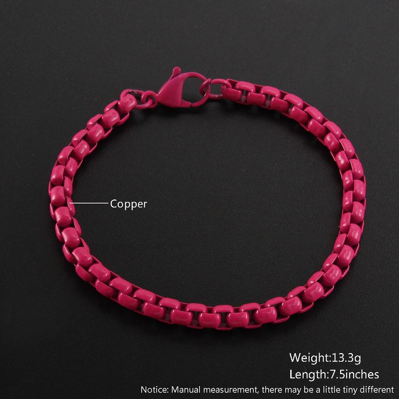 Mehrfarbiges Hip-Hop-Armband aus rostfreiem Edelstahl mit quadratischen Perlen, kubanische Kette aus Titanstahl, Unisex-Schmuckzubehör_voghion.com