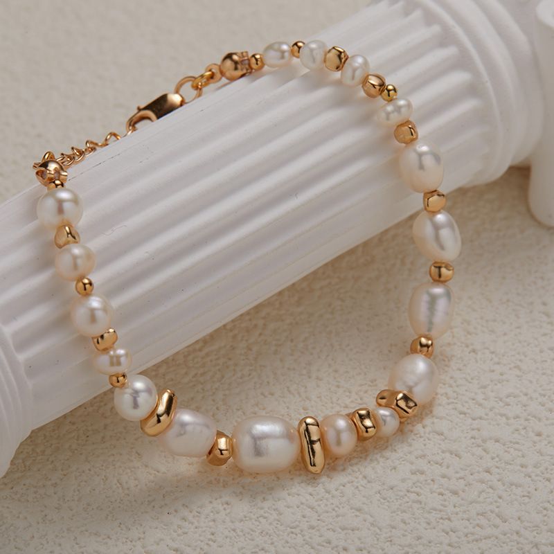 Collana da donna in argento sterling S925 con perle d'acqua dolce irregolari e pietre preziose, pezzo unico fatto a mano in stile boho chic per l'eleganza di tutti i giorni_voghion.com