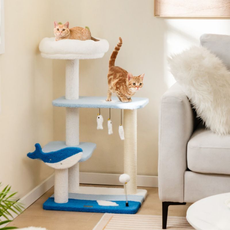 3-level Cat Tower With Sisal Covered Scratching Posts_voghion.com
