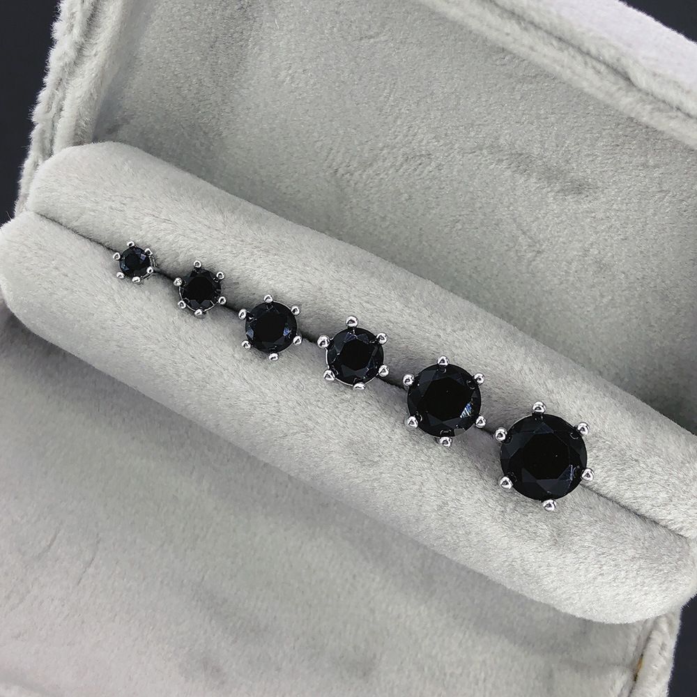 Unisex klasični okrogli moški uhani z enim cirkonom, preprosti štiri kremplji, črni kamni, hip hop uhani, vroče prodajan nakit_voghion.com