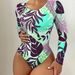 Maillot de bain une pièce multicolore, sexy et à la mode, cravate ronde, manches longues, imprimé, populaire, pour femmes_voghion.com