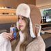 LazyZoom - Gorro Lei Feng del noreste para mujer, de ante, resistente al viento y al frío, cálido, para otoño e invierno, forro polar grueso y cálido con orejeras_voghion.com