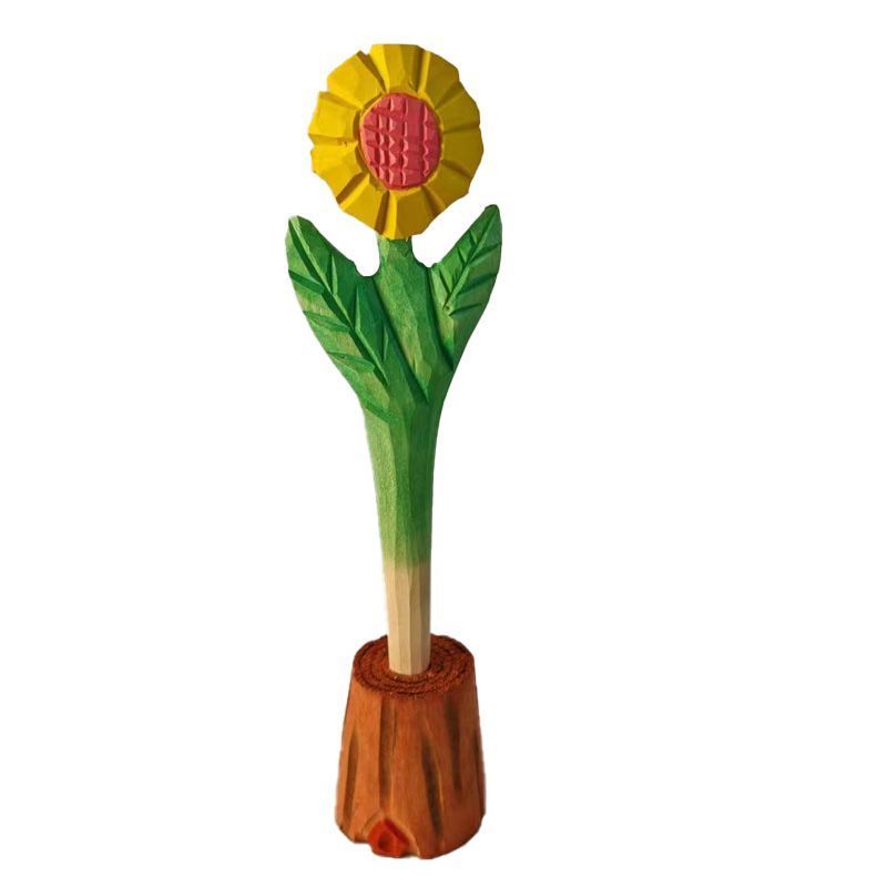 Handmade Solid Wood Carving Pen With Base, Cute Student Gift, Children's Birthday Present_voghion.com