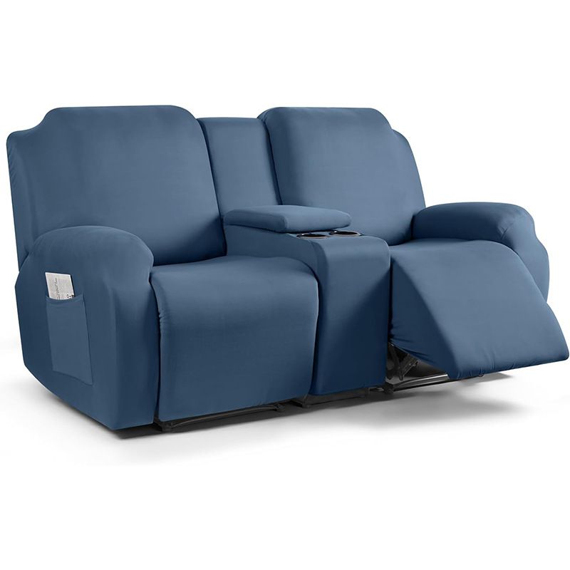 Milk silk massage chair cover elastic all-inclusive electric recliner cover with cup holder center console sofa cover_voghion.com