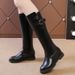 Long 2025 New Autumn Winter Large Size Women's Shoes Slimming Low Heel Thickened Knight High Tube Boots_voghion.com