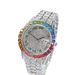Casual Simple Watch Hip Hop Diamond Rainbow Gradient Calendar Quartz Watch_voghion.com