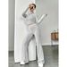2025 Autumn New Knitted Sleeve Fashion With Inner Hoodie And Long Pants Two Piece Set_voghion.com