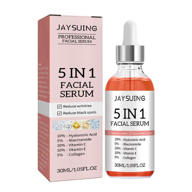 5 In 1 Moisturizing Whitening Anti Wrinkle Aging Vitamin C Hyaluronic Acid Face Serum Shrink Pores Serum Skin Care 30ml_voghion.com