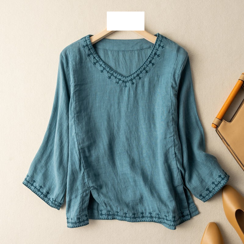Women's Clothing Artsy Retro Thin Design Loose T-shirt_voghion.com