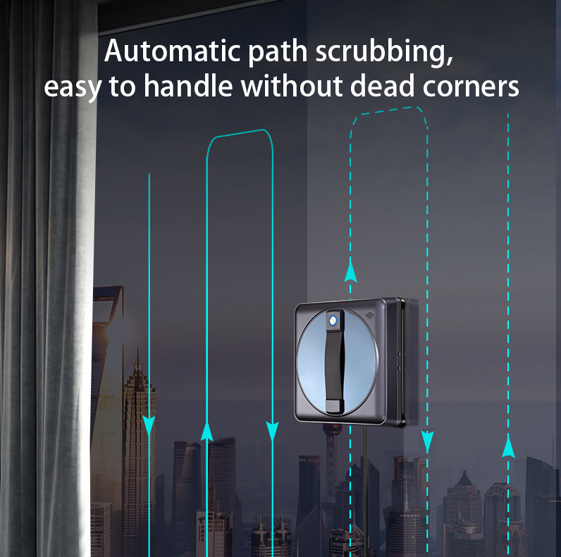 PSSZ403 Window Cleaning Robot 0.45 square meters/min cleaning speed brushless motor 6.8cm ultra-thin 500mAh 55ml ultrasonic three-directional water _voghion.com