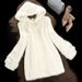 Cappotto con cappuccio in visone sintetico da donna – Giacca invernale di media lunghezza con dettagli in filo metallico (capospalla bianco, elegante e perfetto per l'ufficio)_voghion.com