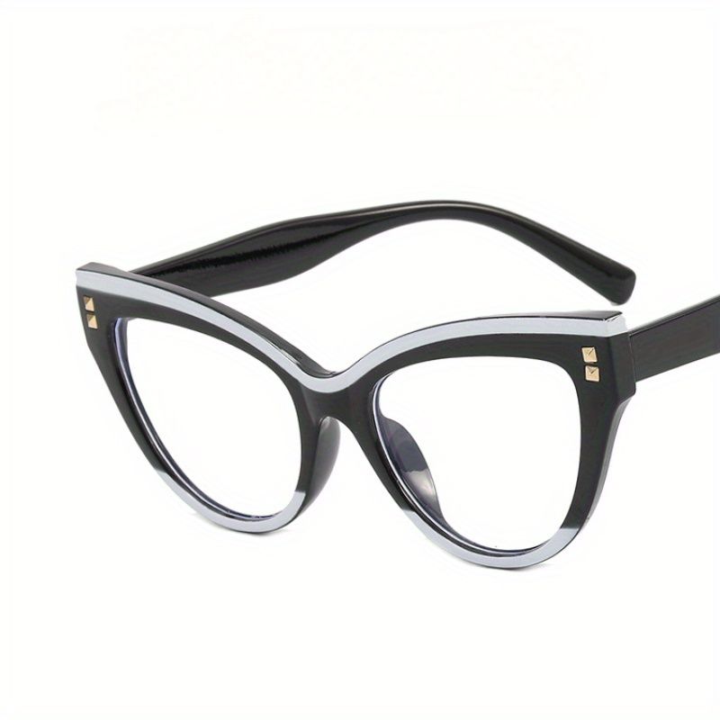 Cat Eye Clear Lens Retro Color Block Modes dekoratīvās datora brilles sievietēm_voghion.com