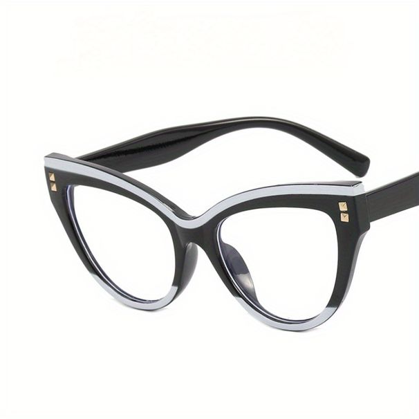 Cat Eye Clear Lens Retro Color Block Modes dekoratīvās datora brilles sievietēm_voghion.com