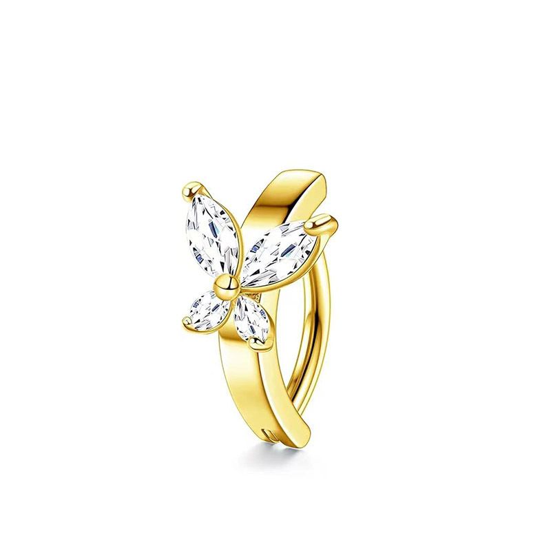 Piercing per ombelico, semplice anello a farfalla in acciaio inossidabile con zirconi, per uomo e donna, in saldo transfrontaliero_voghion.com