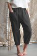 Nuovi pantaloni casual da donna in cotone e lino con tasche larghe_voghion.com