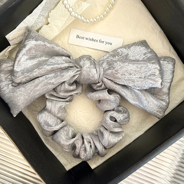 Fascia per capelli con fiocco in argento alla moda coreana, elegante fascia per capelli con intestino crasso, fascia per capelli fritta coreana per le donne, 2024, nuovo stile_voghion.com