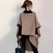 Oversized Wool Blend Coat – Asymmetrical Design, Mid-Length Casual Trench (Sizes S/M/L)_voghion.com