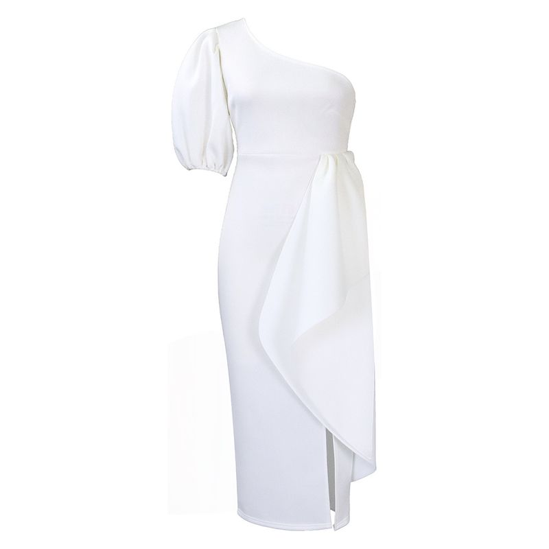 Frauen kleidung schrägen kragen schlitz rüschen kleid rock sexy_voghion.com