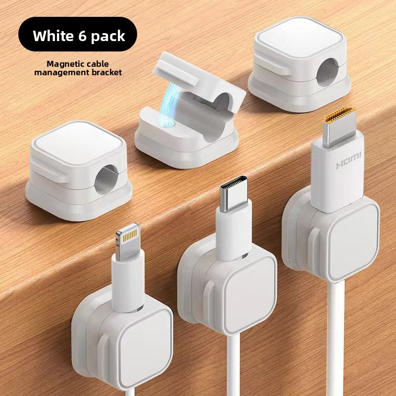 Magnetic Cable Organizer Clips – Self-Adhesive Cord Holder For Desk, Wall & Travel (Black/White, 1-Piece Or 6-Pack, Plastic, Universal Fit)​_voghion.com
