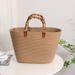 Versatile large capacity cotton woven bag new style hand-held French retro straw bag seaside holiday beach bag women's bag_voghion.com