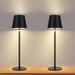 Glitzerlife Tischlampe Schwarz 2er Nachttischlampe Kabellos - Led 2600mhA Aussentischleuchte Aufladbar Touch Dimmbar Akkulampe Batterie Nachttischleuchte_voghion.com