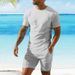 Ensemble t-shirt et short à manches courtes pour homme, pull-over d'été à col ras du cou, haut de sport décontracté_voghion.com