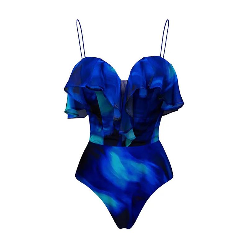 Women's Ruffled One-Piece Swimsuit - Floral Print Beach Bathing Suit For Vacation & Pool Party​_voghion.com