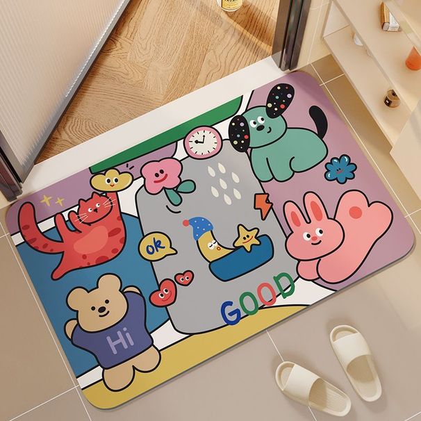 Schnelltrocknende, rutschfeste und saugfähige Fußmatte mit Cartoon-Motiv für Badezimmertüren_voghion.com