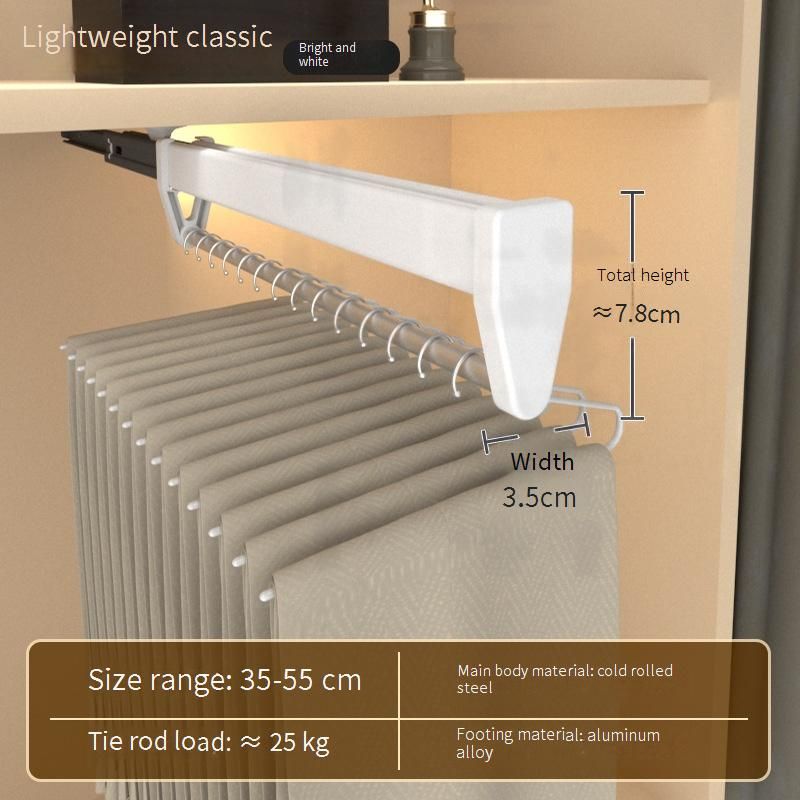 Adjustable Closet Hanging Rail System - Top-Mounted Pull-Out Clothes Rod For Wardrobe & Walk-In Closets (Multi-Functional Extendable)_voghion.com